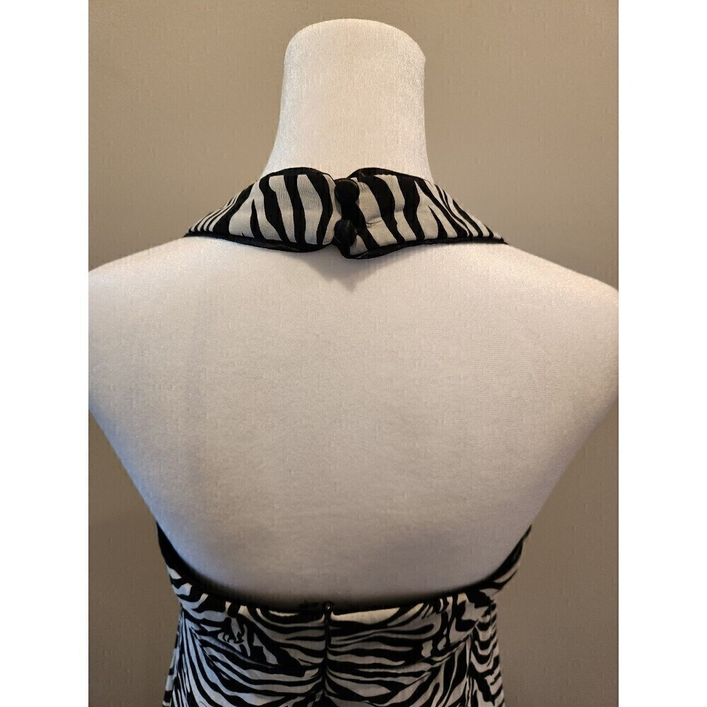 Joseph Ribkoff Zebra Print,  Halter,  Knee Length Dress Sz 8 Back zip - Picture 4 of 10